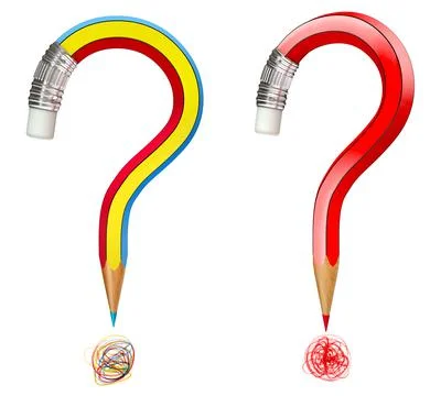 Question marks pencil 3d render Stock Illustration