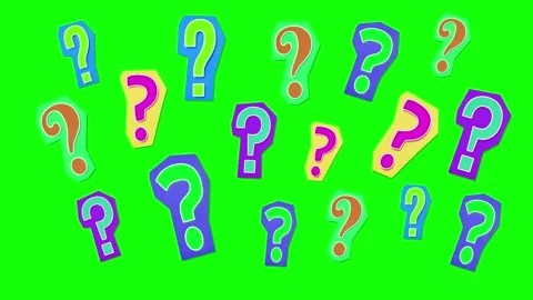 Question Marks Pop Up Animation Colorful Ransom Note on Green Screen Stock Footage 310797392