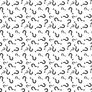 Question marks seamless pattern . question hand drawn background. Stock Illustration