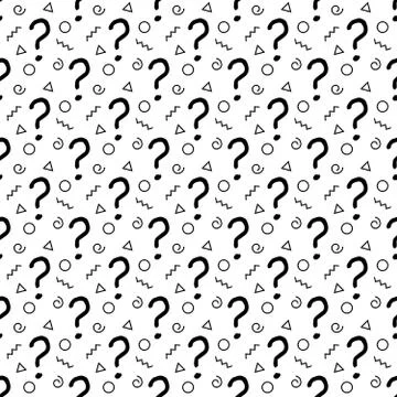 Question marks seamless pattern . question hand drawn background. Stock Illustration