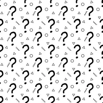 Question marks seamless pattern . question hand drawn background. Stock Illustration
