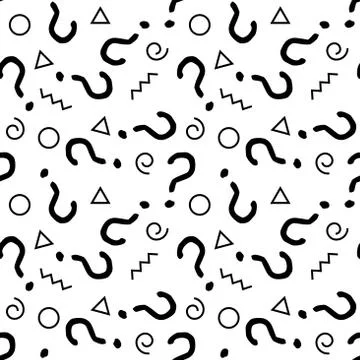 Question marks seamless pattern . question hand drawn background. Stock Illustration