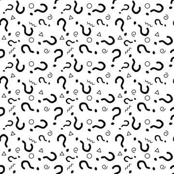 Question marks seamless pattern . question hand drawn background. Stock Illustration