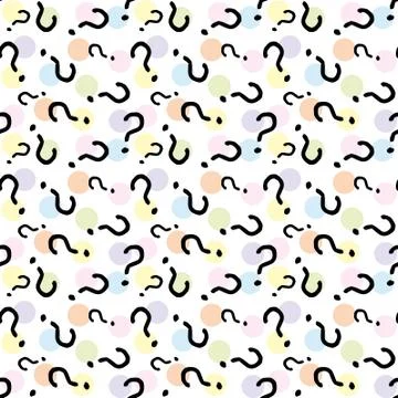 Question marks seamless pattern . question hand drawn background. Stock Illustration