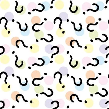Question marks seamless pattern . question hand drawn background. Stock Illustration