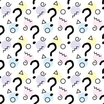 Question marks seamless pattern . question hand drawn background. Illustrazione stock