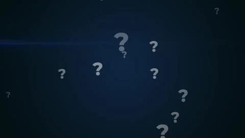 Question Marks Signs Against Dark Blue Background. 3D Graphic. Stock Illustration