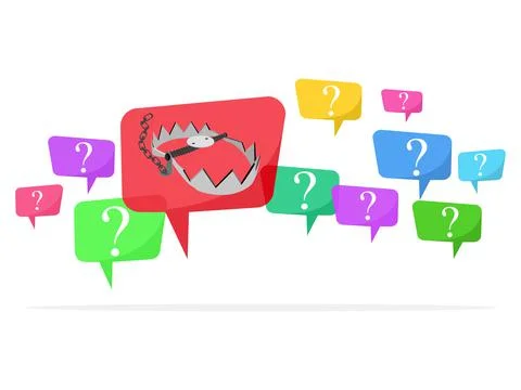 Question marks in speech bubbles and problem traps Stock Illustration