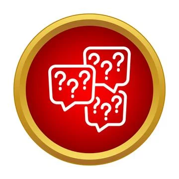 Question marks in speech bubbles on red button 스톡 일러스트