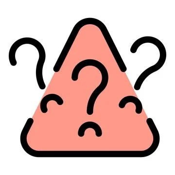 Question marks surrounding a pink triangle, frequently asked questions concep Stock Illustration