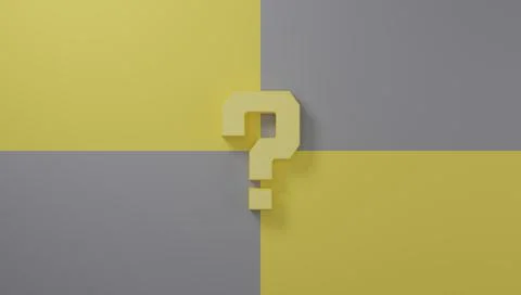 Question marks symbol shape on gray and yellow wall, concept of unknown probl Stock Illustration
