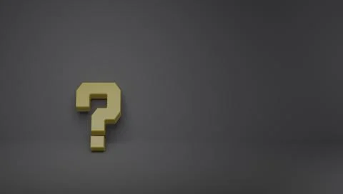 Question marks symbol shape on gray wall, concept of unknown problem, 3D rend Stock Illustration