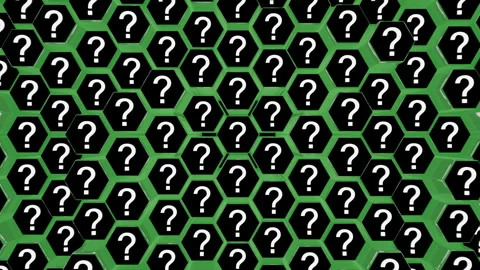 Question Marks symbols pattern on green hexagons background Video stock 336238884