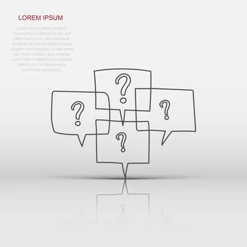 Question marks in thought bubbles. Hand drawn line art vector illustration .. Stock Illustration