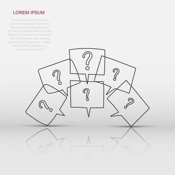 Question marks in thought bubbles. Hand drawn line art vector illustration .. Illustrazione stock