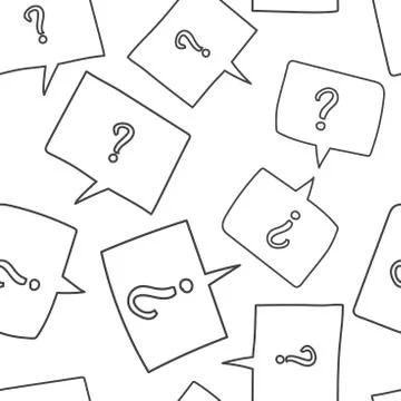 Question marks in thought bubbles seamless pattern background. Business flat  Stock Illustration