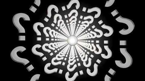 Question Marks Tunnel Black and White Background 4K 60 FPS Stock Footage 274139477