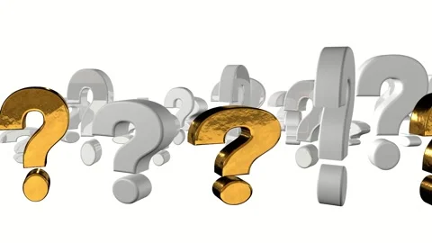 Question marks. white and gold question marks. 4K 3D Digital cyberspace Stock Footage 180107503