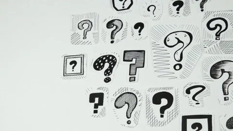 Question marks on white close up Stock Footage 90449343