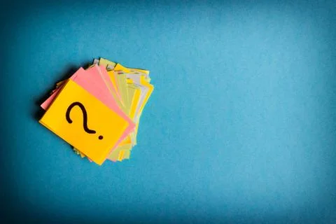 Question marks written reminders tickets Stock Photos