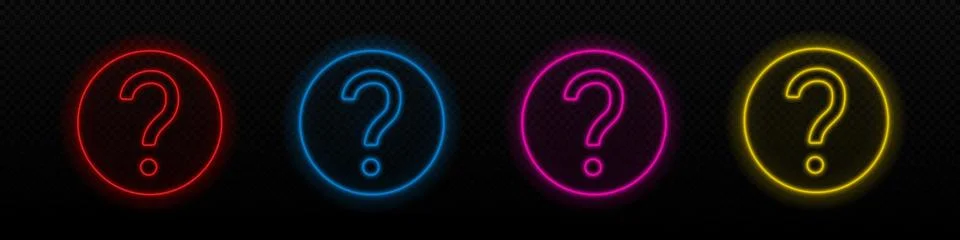 Question neon mark in circle vector icon. Stock Illustration