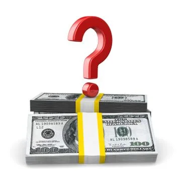 Question on pack of dollars. Isolated 3D image Stock Illustration