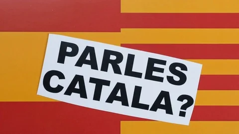 Question to people, Parles Catala, illustration. Stock Footage