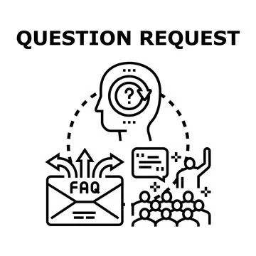 Question request concept exploring frequently asked questions Illustrazione stock