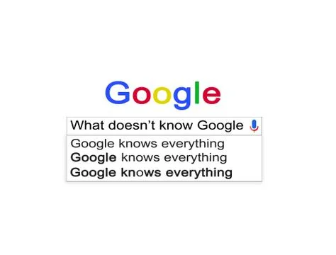 Question in search line to Google what does not know Google Stock Illustration