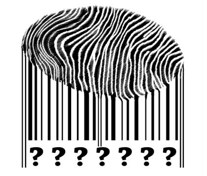 Question sign on barcode Stock Photos