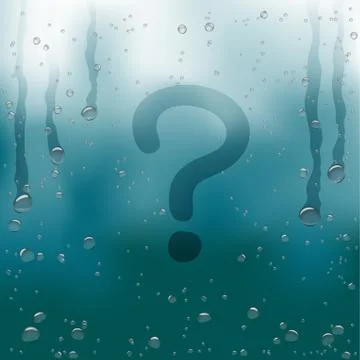 Question sign draw on rainy window Stock Illustration