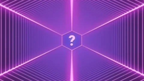 Question Sign Inside Hexagon Surrounded By Glowing Tunnel (Looped Animation) 스톡 동영상 104348783