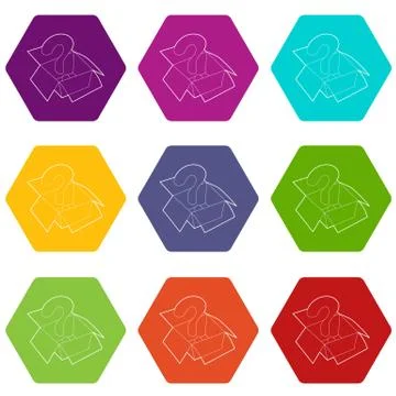 Question sign inside open box icons set 9 vector イラスト素材