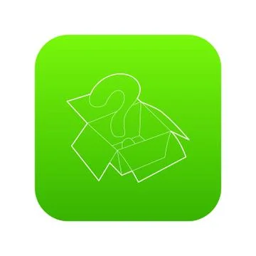 Question sign inside open box icon green vector Illustrazione stock