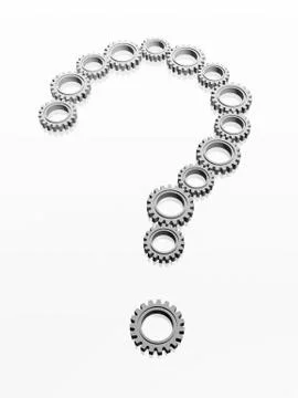 Question sign of silver grey gears Stock Illustration