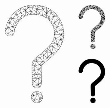 Question Sign Vector Mesh Wire Frame Model and Triangle Mosaic Icon Stock Illustration