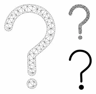 Question Sign Vector Mesh Wire Frame Model and Triangle Mosaic Icon Stock Illustration