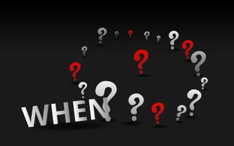 Question signs When word, FAQ  help. Stock Illustration