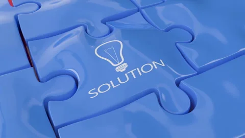 Question Solution Puzzle jigsaw cover close fixed solving problem business Stock Footage 266844929