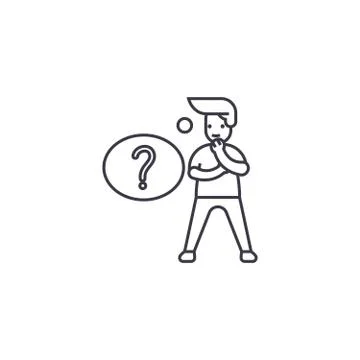 Question solving vector line icon, sign, illustration on background, editable Stockillustratie
