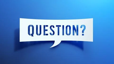 Question - Speech Bubble. White Cut Out Paper on Blue Background. 3D Render. Stock Illustration