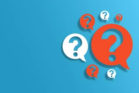 Question on speech bubbles and creative idea concept on blue background Illustrazione stock