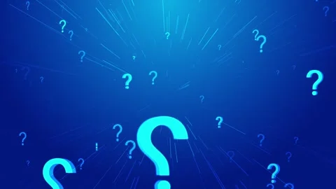 Question symbol education visual bright cyan marks, fast light trails, Stock Footage 340524817