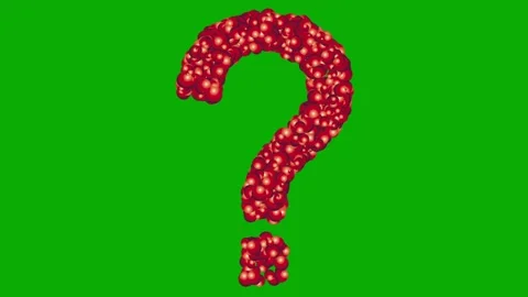 Question symbol with red spheres effect on green screen background Video stock 339197433