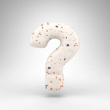Question symbol on white background. 3D sign with terrazzo pattern texture. Stock Illustration