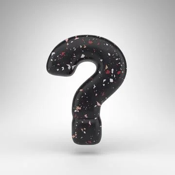 Question symbol on white background. 3D sign with black terrazzo pattern text Stock Illustration