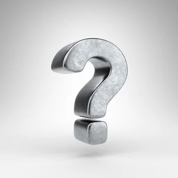 Question symbol on white background. Gun metal 3D sign with rough metal texture. Stock Illustration