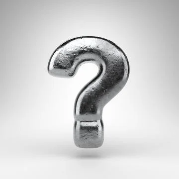 Question symbol on white background. Iron 3D sign with gloss metal texture. Stock Illustration