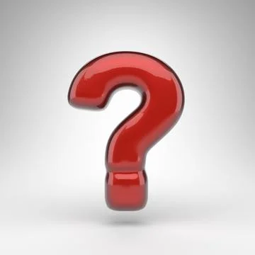 Question symbol on white background. Red car paint 3D sign with glossy metall Illustrazione stock