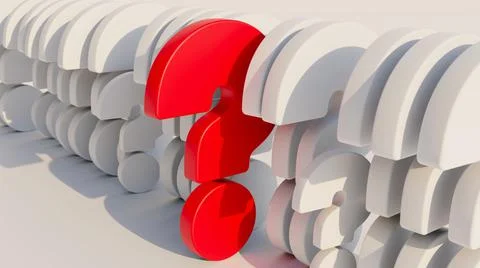 Question symbols standing in queue. Illustrazione stock